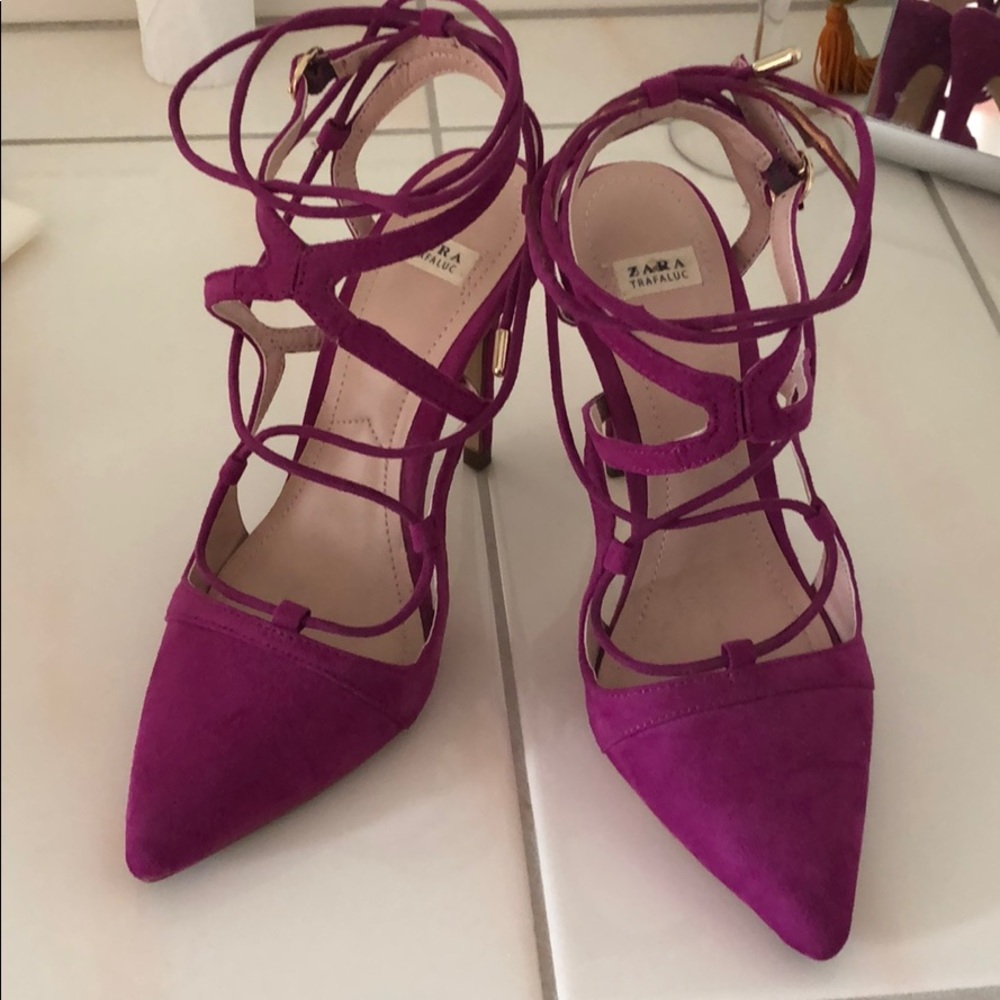 Magenta strappy Zara heels
